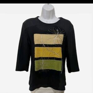 Jess & Jane Color Boxes Wearable Art Top M 3/4 Sleeve Artsy City Art #705